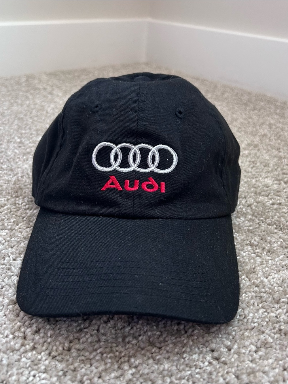 Audi Fred Baker Mid-Ohio Driving Event Hat Black Cotton Strapback Big X Tag - Picture 2 of 7